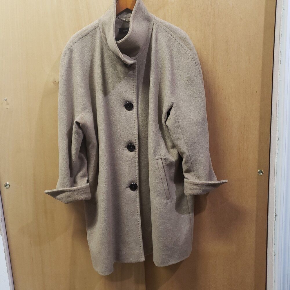 Ellen Tracy wool angora beige (tan) coat size 20W worn a handful of times